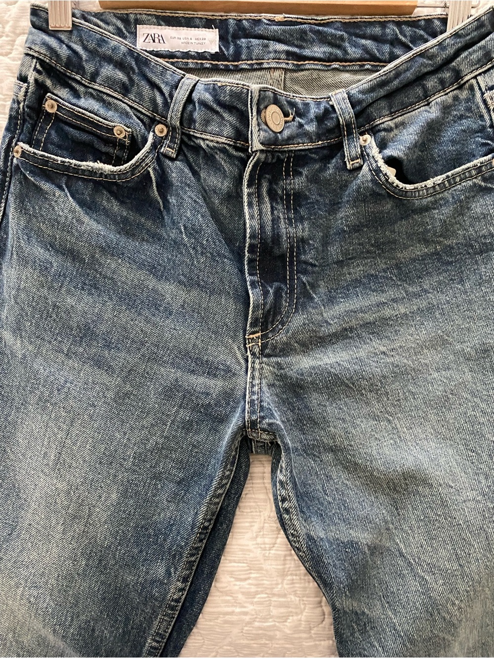 Zara Dark Blue Straight-Leg Jeans - Picture 4 of 8